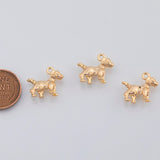18K Gold PVD Shaggy Dog with Hair Fur charm - Tarnish Resistant