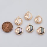 18K Gold PVD Moon charm mother of pearl abalone - Tarnish Resistant