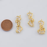 18K Gold PVD Triple heart linked connector charm - Tarnish Resistant