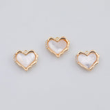 18K Gold pvd Heart mother of pearl charm - Tarnish Resistant