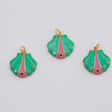 18K Gold PVD Enamel Clam Shell Sea Shell charm - Tarnish Resistant
