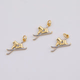 18K Gold PVD Skis Ice Skates charm - Tarnish Resistant