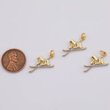 18K Gold PVD Skis Ice Skates charm - Tarnish Resistant