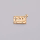 18K Gold PVD Cassette Tape Charm - Tarnish Resistant