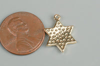 Star of David CZ Gold Pave 15mm Pendant