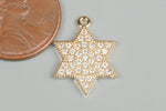 Star of David CZ Gold Pave 15mm Pendant