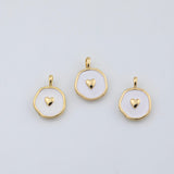 18K Gold PVD Enamel Heart Charm White Enamel Freem Hearts 13mm - Tarnish Resistant