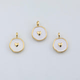18K Gold PVD Enamel Heart Charm White Enamel Freem Hearts 13mm - Tarnish Resistant