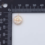 18K Gold PVD compass mother of pearl charm nautical 12mm pendant charms - Tarnish Resistant