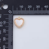 18K Gold pvd heart charm 13mm mother of pearl back pendant charms - Tarnish Resistant