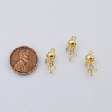 18K Gold PVD jellyfish charm squid octopus ocean beach charms 7x17mm - Tarnish Resistant