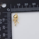 18K Gold PVD jellyfish charm squid octopus ocean beach charms 7x17mm - Tarnish Resistant