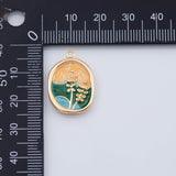 18K Gold PVD Wheat Grass Flower Enamel Charm 16x23mm Pendant Charms - Tarnish Resistant