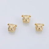 18K Gold pvd Bulldog Dog Charm Pitbull Bead centerpiece with eyes 11x13mm 1 piece - Tarnish Resistant