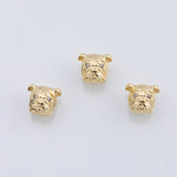 18K Gold PVD Bulldog Dog Charm Pitbull Bead centerpiece with eyes 11x13mm 1 piece - Tarnish Resistant