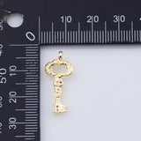 18K Gold PVD key charm 11x22mm pendant charms - Tarnish Resistant