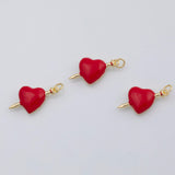 18K Gold PVD Heart with sword charm - Tarnish Resistant