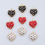 18K Gold PVD Heart charm enamel polka dot charm - Tarnish Resistant