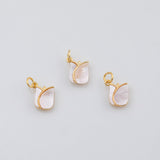 18K Gold PVD Flower Rose mother of pearl charm - Tarnish Resistant