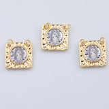 18K Gold PVD Saint charm two tone christian - Tarnish Resistant