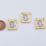 18K Gold PVD Saint charm two tone christian - Tarnish Resistant