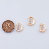 18K Gold PVD Cat on the Moon mother of pearl charm - Tarnish Resistant