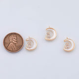 18K Gold PVD Cat on the Moon mother of pearl charm - Tarnish Resistant