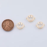 18K Gold PVD Smile face connector charm - Tarnish Resistant
