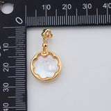 18K Gold pvd Mother of pearl round charm - Tarnish Resistant