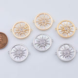 18K Gold PVD Mother of pearl sun connector charm Charms - Tarnish Resistant