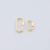 18K Gold PVD carabiner screw clasp 14x25mm screw clasp oval , interlocking oval clasp, oval shaped clasps, gold, - Tarnish Resistant