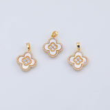 18K Gold PVD clover charm flower mother of pearl 15mm pendant charms - Tarnish Resistant