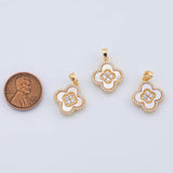 18K Gold PVD clover charm flower mother of pearl 15mm pendant charms - Tarnish Resistant