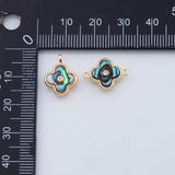 18K Gold PVD real abalone flower connector charm 11.2mm charms connectors - Tarnish Resistant