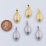 18K Gold PVD Football Charm American Rugby Ball Team Sport Player Game Fan Charm Pendant charm AA1333 11x19mm - Tarnish Resistant