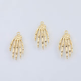 18K Gold PVD Skeleton Hs Bone Halloween Charm 13x26mm Pendant Charms - Tarnish Resistant