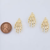 18K Gold PVD Skeleton Hs Bone Halloween Charm 13x26mm Pendant Charms - Tarnish Resistant