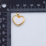 18K Gold PVD Heart Charm Mother of Pearl 16x17mm Pendant Charms - Tarnish Resistant