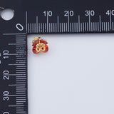 18K Gold PVD flower charm red orange garnet 7x7mm clover pendant charms - Tarnish Resistant
