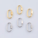 18K Gold PVD Carabiner Screw Clasp, Screw Clasp Oval , Interlocking Oval Clasp, Oval Shaped Clasps, Gold, 10x20mm - Tarnish Resistant