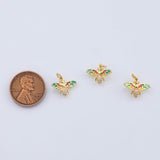 18K Gold PVD honey bee charm 11x15mm multicolor wing - Tarnish Resistant