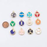 18K Gold PVD enamel zodiac charm horoscopes aries taurus gemini cancer leo virgo libra scorpio sagittarius capricorn aquarius pisces 15mm -