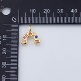 18K Gold PVD tiny rainbow charm, gold pendant charm, mini charms clear colorful stone ah-082 14x14mm - Tarnish Resistant