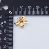 18K Gold PVD flower charm with open ring 15mm 5 petal flower charms pendant charms - Tarnish Resistant