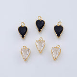 18K Gold PVD black white heart s 10x14mm - Tarnish Resistant