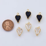 18K Gold PVD black white heart s 10x14mm - Tarnish Resistant