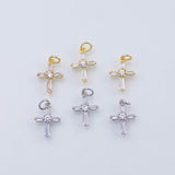 18K Gold PVD cross charm rose cut 16x11mm pendant charms - Tarnish Resistant