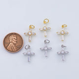 18K Gold PVD cross charm rose cut 16x11mm pendant charms - Tarnish Resistant
