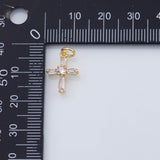18K Gold PVD cross charm rose cut 16x11mm pendant charms - Tarnish Resistant