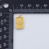 18K Gold PVD evil eye charm egyptian eye of horus rectangle pendant charms 14x23mm - Tarnish Resistant